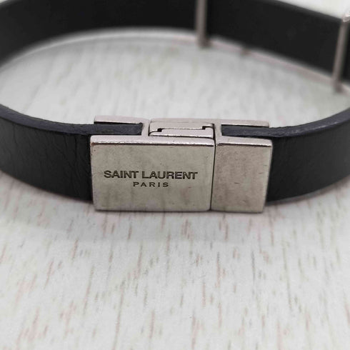 サンローランパリ SAINT LAURENT PARIS YSLロゴ レザーブレスレット オピウム OPYUM メタルロゴ メンズ