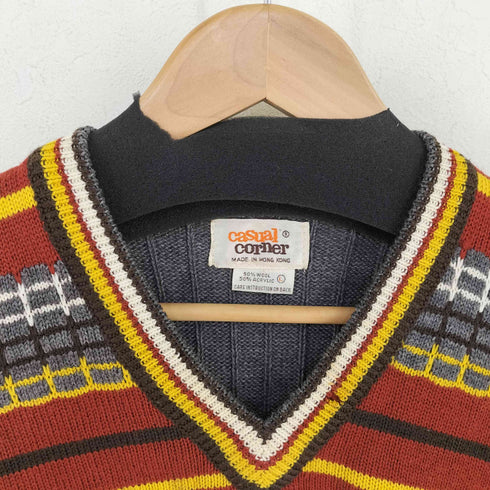 casual corner ウールアクリル マルチカラー3Dニットベスト 長リブ レディース import:L