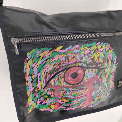 ジャンポールゴルチエオム Jean Paul GAULTIER HOMME 90S ONE EYE カスタム プリント エナメル ショルダーバッグ メンズ