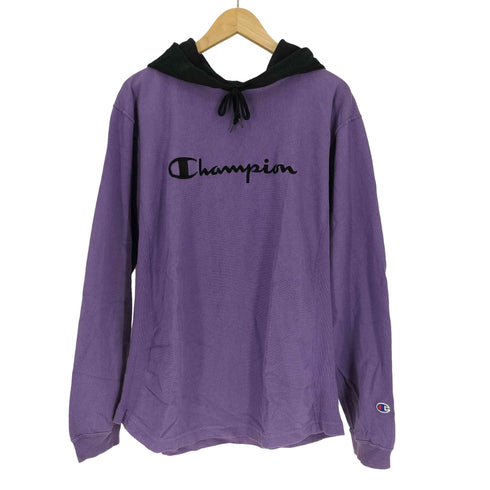 チャンピオン Champion REVERSE WEAVE T-SHIRT スクリプトロゴ リバースウィーブ ロングスリーブ フーデッドTシャツ メンズ JPN:L