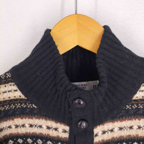 ユニクロ UNIQLO old ノルディック柄 モックネック 胡桃ボタン ニットカーディガン メンズ JPN:M