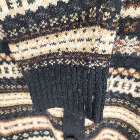 ユニクロ UNIQLO old ノルディック柄 モックネック 胡桃ボタン ニットカーディガン メンズ JPN:M