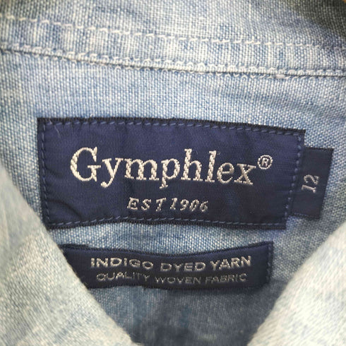 ジムフレックス GYMPHLEX INDIGO DYED YARN ロゴ刺繍 ボタンダウンシャツ レディース 12