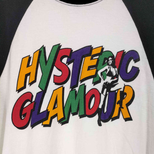 ヒステリックグラマー HYSTERIC GLAMOUR パイル地フロントロゴデザインラグランTシャツ メンズ FREE