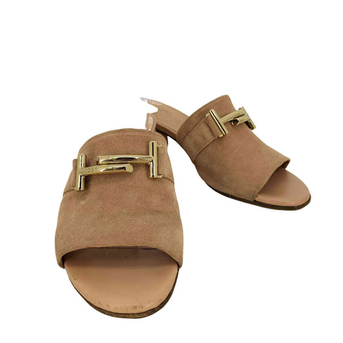 トッズ TOD’S Double T Suede Slide Sandals スエードサンダル レディース 37