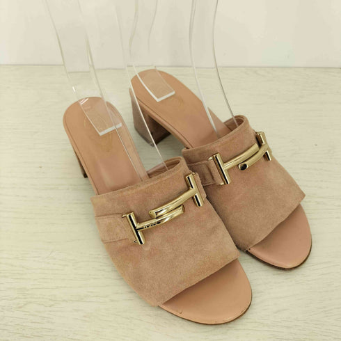 トッズ TOD’S Double T Suede Slide Sandals スエードサンダル レディース 37