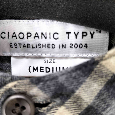 チャオパニックティピー CIAOPANIC TYPY バンドカラー チェック柄長袖シャツ メンズ JPN:M