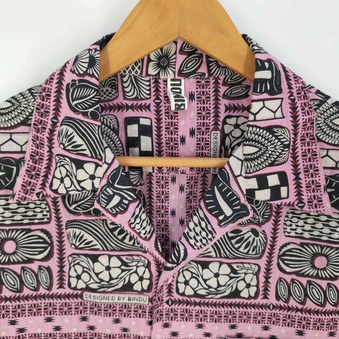BINDU Indian cotton pattern S/S シャツ 総柄 インディアンコットン パターン アロハシャツ オープンカラーシャツ メンズ import:XL