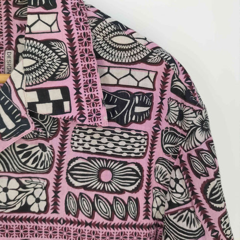 BINDU Indian cotton pattern S/S シャツ 総柄 インディアンコットン パターン アロハシャツ オープンカラーシャツ メンズ import:XL
