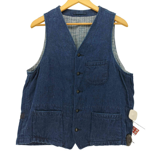 ナイジェルケーボン NIGEL CABOURN フロントポケット インディゴ ヘンプ キャンバス ベスト メンズ EUR:48