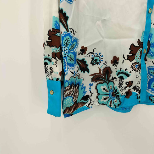 ザラ ZARA フラワープリント シルクライク長袖シャツ レディース M