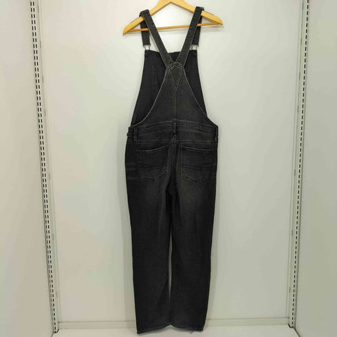 アメリカンイーグルアウトフィッターズ AMERICAN EAGLE OUTFITTERS TOMGIRL OVERALL ブラックデニム ダメージオーバーオール レディース L
