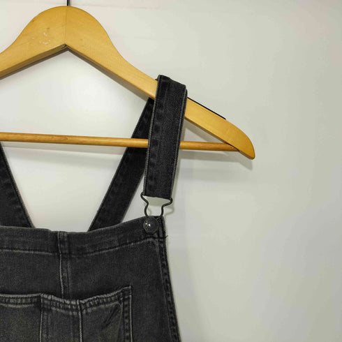 アメリカンイーグルアウトフィッターズ AMERICAN EAGLE OUTFITTERS TOMGIRL OVERALL ブラックデニム ダメージオーバーオール レディース L