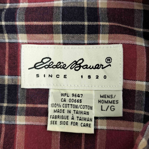 エディーバウアー Eddie Bauer 台湾製 白タグ チェック BDシャツ メンズ import:L