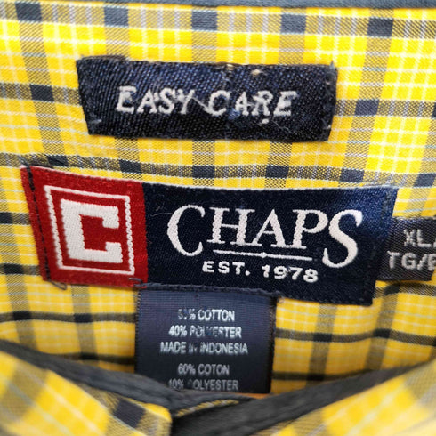 チャップスラルフローレン CHAPS RALPH LAUREN EASY CARE チェック柄 ボタンダウン ロングスリーブシャツ メンズ import:XL