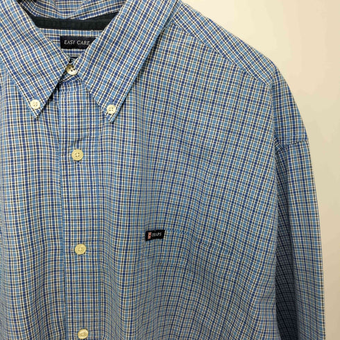 チャップスラルフローレン CHAPS RALPH LAUREN EASY CARE チェック柄 ボタンダウン ロングスリーブシャツ メンズ import:XXL