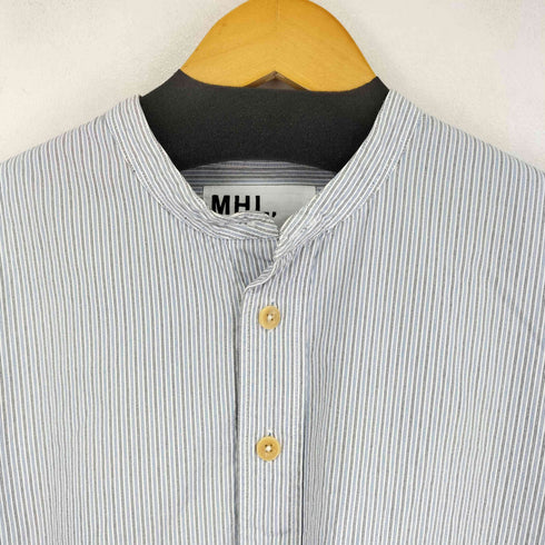 エムエイチエル MHL. ストライプ L/S バンドカラーシャツ メンズ import:S