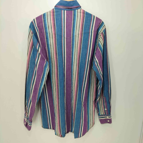 ラングラー Wrangler ストライプ柄 マルチカラー ボタンダウン ロングスリーブシャツ ウエスタンシャツ メンズ import:XL