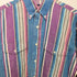 ラングラー Wrangler ストライプ柄 マルチカラー ボタンダウン ロングスリーブシャツ ウエスタンシャツ メンズ import:XL