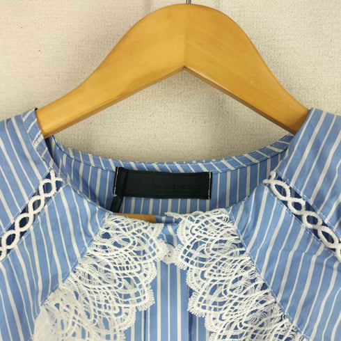 MICALLE MICALLE ストライプ レース切替 ノースリーブシャツ フリル レディース FREE