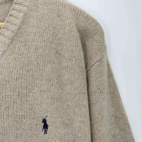 ポロバイラルフローレン Polo by RALPH LAUREN 90s ポニー刺しゅう Vネック ウールニット メンズ L