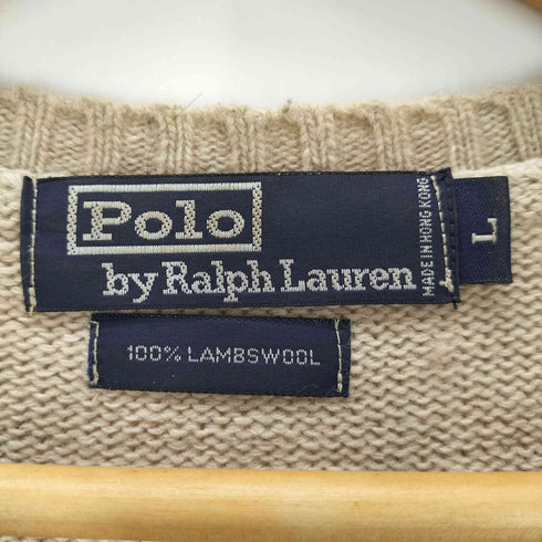 ポロバイラルフローレン Polo by RALPH LAUREN 90s ポニー刺しゅう Vネック ウールニット メンズ L