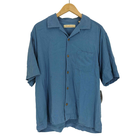 トミーバハマ Tommy Bahama 凹凸 ウッドボタン 開襟 オープンカラー シルクシャツ メンズ import:M