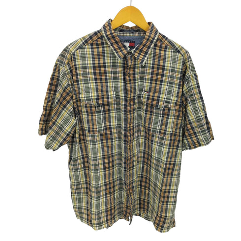 トミーヒルフィガー TOMMY HILFIGER 90s コットン半袖チェックワークシャツ メンズ import:XL