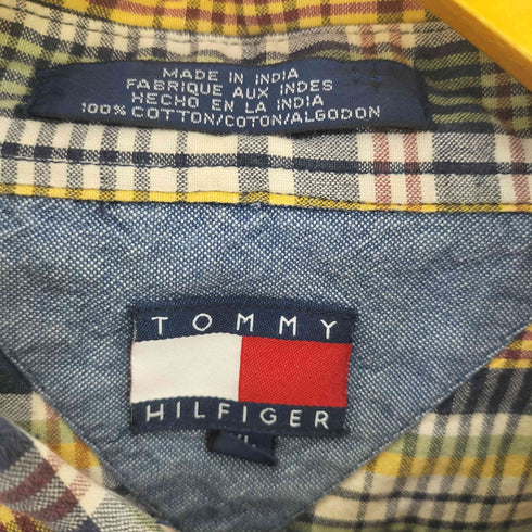 トミーヒルフィガー TOMMY HILFIGER 90s コットン半袖チェックワークシャツ メンズ import:XL