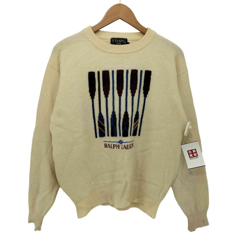 チャップスラルフローレン CHAPS RALPH LAUREN 80S ロゴ刺繍 クルーネックニット レディース import:L