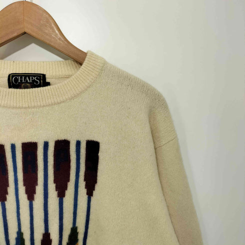 チャップスラルフローレン CHAPS RALPH LAUREN 80S ロゴ刺繍 クルーネックニット レディース import:L
