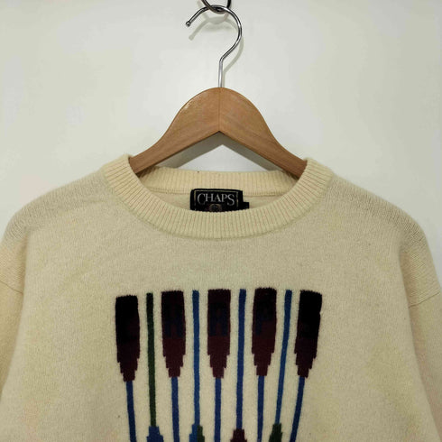 チャップスラルフローレン CHAPS RALPH LAUREN 80S ロゴ刺繍 クルーネックニット レディース import:L