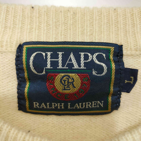 チャップスラルフローレン CHAPS RALPH LAUREN 80S ロゴ刺繍 クルーネックニット レディース import:L