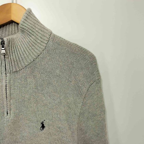 ポロバイラルフローレン Polo by RALPH LAUREN 90-2000s ポニー刺繍 インパクト21 ハーフジップ コットンニット メンズ import:L