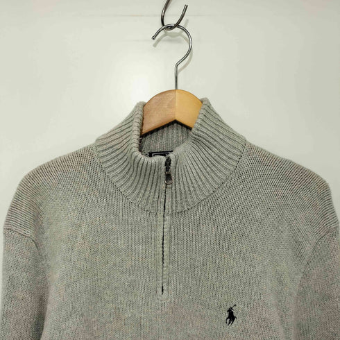 ポロバイラルフローレン Polo by RALPH LAUREN 90-2000s ポニー刺繍 インパクト21 ハーフジップ コットンニット メンズ import:L