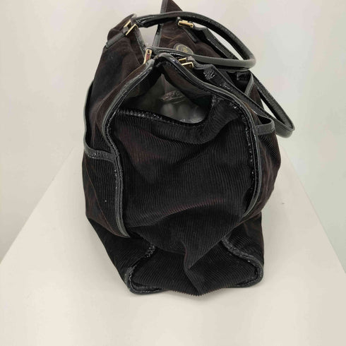 アニヤハインドマーチ ANYA HINDMARCH エナメル切替コーデュロイハンドバッグ レディース