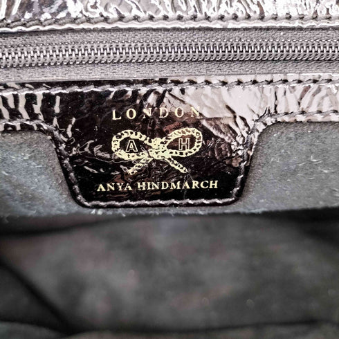 アニヤハインドマーチ ANYA HINDMARCH エナメル切替コーデュロイハンドバッグ レディース