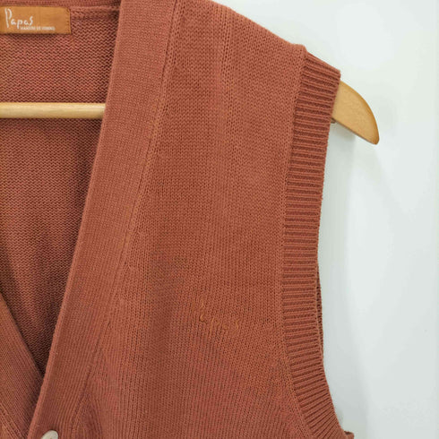 パパス papas ワンポイント刺繍ニットベスト メンズ M