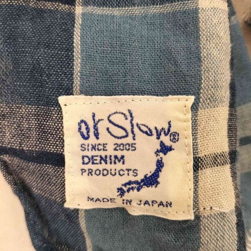 オアスロウ orSlow リネン混チェック柄フリンジストール メンズ