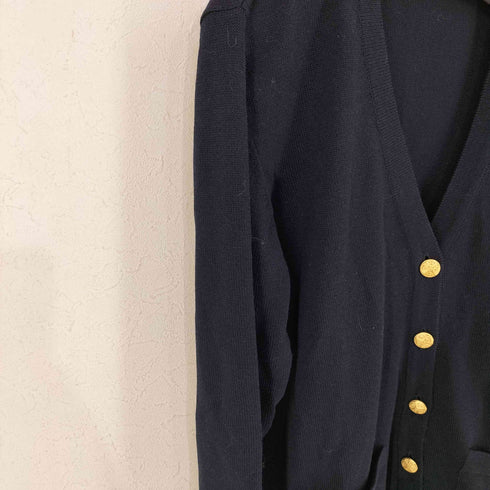 マクダビット MCDAVID 80-90s MADE IN ITALY フロントロゴ刺繍 金ボタンコットンシルクカーディガン レディース import:M