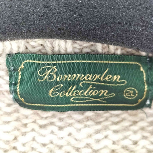 Bonmarlen Collection ヘンリーネックリブニット クルミボタン 胡桃 メンズ 2L