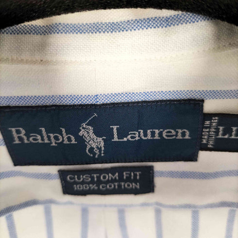 ラルフローレン RALPH LAUREN LL CUSTOM FIT スモールポニー刺繍 ボタンダウンL/Sストライプシャツ オーバーサイズ メンズ LL