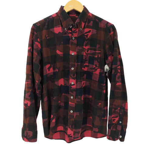 ソフネット SOPHNET. CAMOUFLAGE OVER PRINT FLANNEL CHECK B.D SHIRT メンズ JPN:M