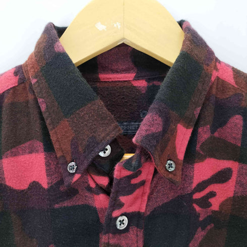 ソフネット SOPHNET. CAMOUFLAGE OVER PRINT FLANNEL CHECK B.D SHIRT メンズ JPN:M