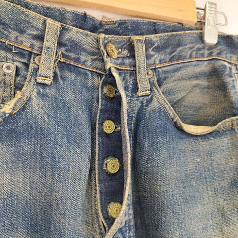 リーバイス Levis 60s 501XX 刻印W 最初期 BIG E バックポケットシングル Vステッチ ボタンフライデニムパンツ 実寸38cm メンズ