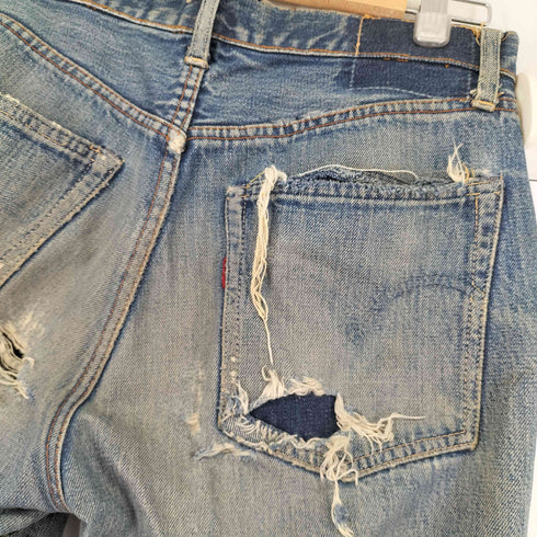 リーバイス Levis 60s 501XX 刻印W 最初期 BIG E バックポケットシングル Vステッチ ボタンフライデニムパンツ 実寸38cm メンズ