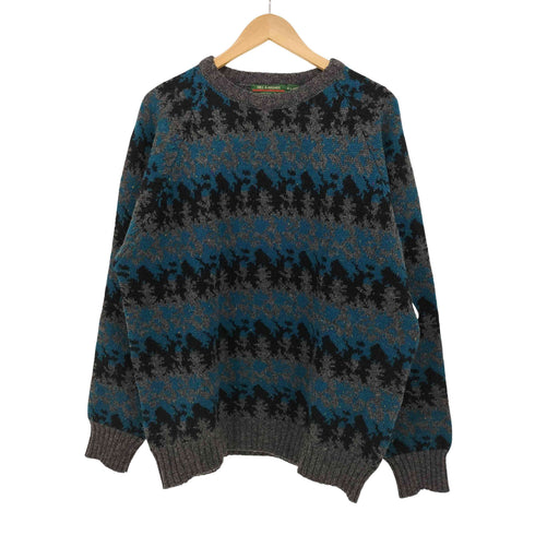 HILL&ARCHER 90-00S ウール混 カラー ネップ 総柄 クルーネック L/S ニット メンズ import:XL