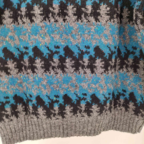 HILL&ARCHER 90-00S ウール混 カラー ネップ 総柄 クルーネック L/S ニット メンズ import:XL