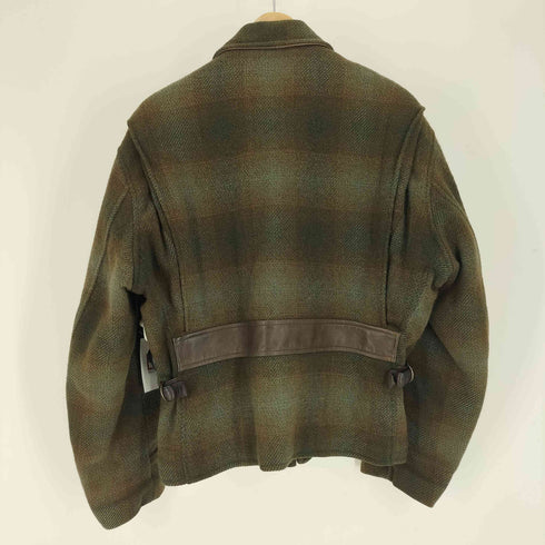 ゴールデンベアー Golden bear 90S USA製 裏地キルティング 襟裏レザー オンブレチェック ウール ジャケット メンズ import:M