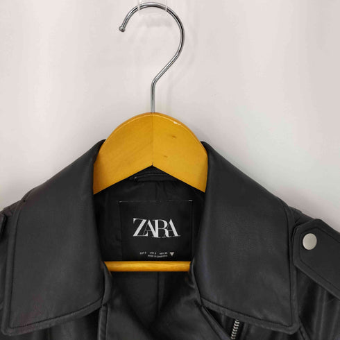 ザラ ZARA フェイクレザー クロップド バイカー ジャケット レディース import:S
